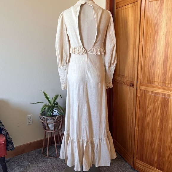 Gunne Sax by Jessica Black Label Vintage 9 Cream Boho Lace Dress Wedding - Picture 4 of 14